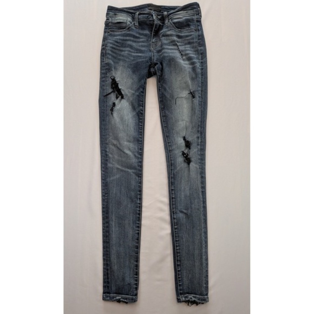 Buckle Black Fit No. 53 Skinny Jeans 24x32 Distressed Blue Zipper Back